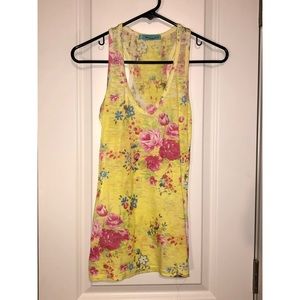 Pink and Yellow Floral Tank Top